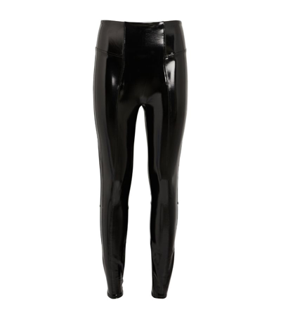 Shop Spanx Faux Patent Leather Leggings In Black
