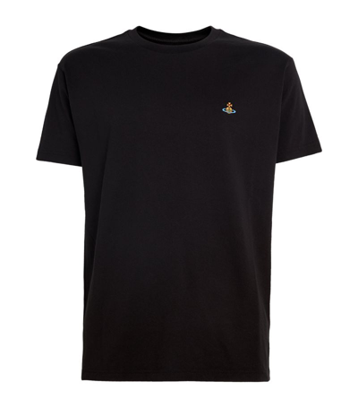 Shop Vivienne Westwood Cotton Orb-embroidered T-shirt In Black