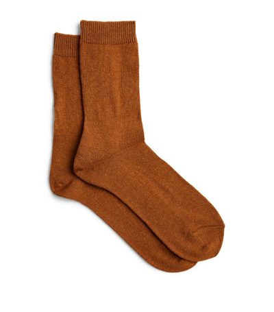 Shop Falke Cosy Wool Socks In Brown