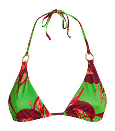 Shop Louisa Ballou Floral O-ring Bikini Top In Green