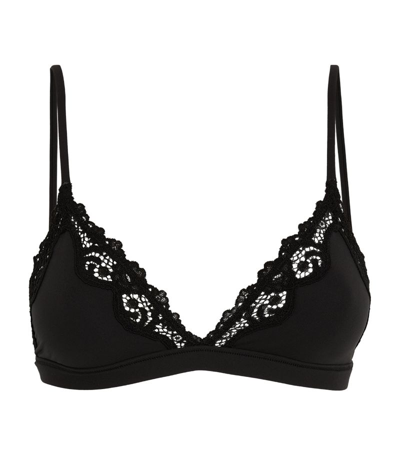Shop Skims Fits Everybody Lace-trim Triangle Bralette In Black