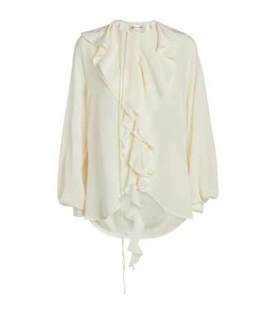 Shop Victoria Beckham Silk Ruffled Romantic Blouse In Ivory