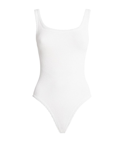 Shop Hunza G Square-neck Swimsuit In White