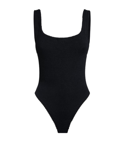 Shop Hunza G Square-neck Swimsuit In Black