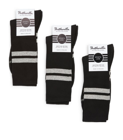 Shop Pantherella Striped Socks (pack Of 3) In Black