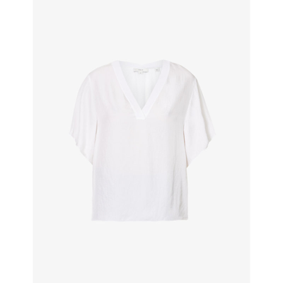 Shop Vince Womens Optic White V-neck Relaxed-fit Crepe Top