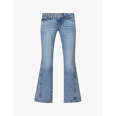 Shop Levi's Noughties Bootcut Flared Low-rise Stretch-cotton Blend Denim Jeans In Reach For The Stars