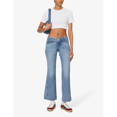 Shop Levi's Noughties Bootcut Flared Low-rise Stretch-cotton Blend Denim Jeans In Reach For The Stars