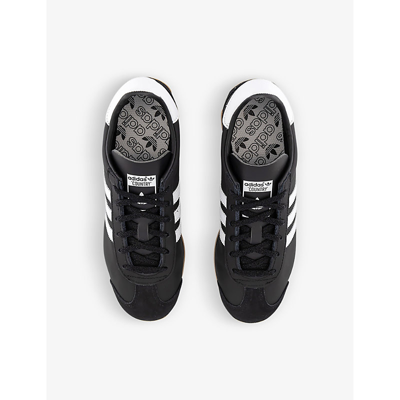 Shop Adidas Originals Adidas Men's Core Black Core Black Wh Country Og Brand-stamp Leather Low-top Trainers