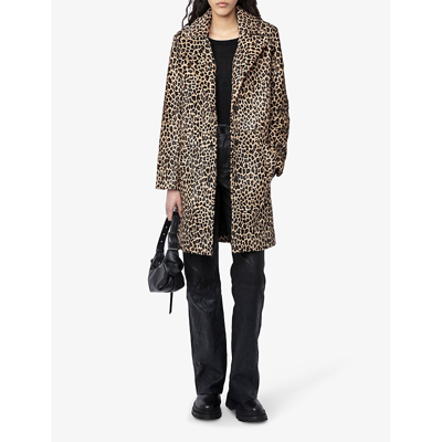 Zadig & Voltaire Leopard-print Calf Hair Coat In Naturel