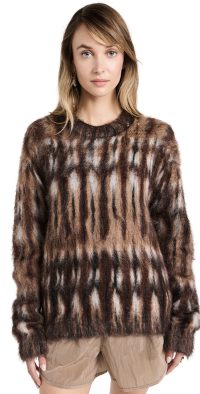 Shop Acne Studios Hamster Jacquard Sweater Brown/multi