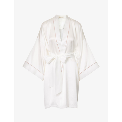 Shop Olivia Von Halle Women's Ivory Oyster Core Mimi Belted Silk Robe
