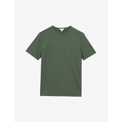 Shop Reiss Men's Ivy Green Melrose Regular-fit Cotton-jersey T-shirt