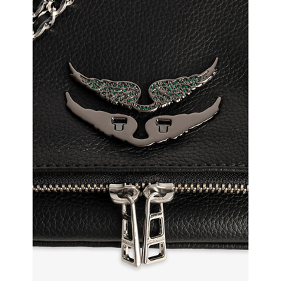 Shop Zadig & Voltaire Zadig&voltaire Shiny Gun Emerald Swing Your Wings Rhinestone-encrusted Metal Badge