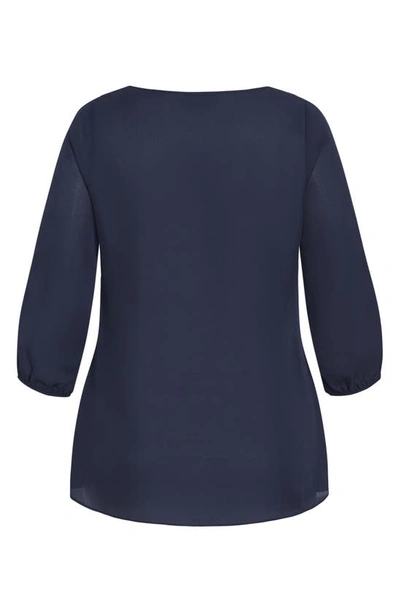 Shop City Chic Fling Half Zip Top In Navy