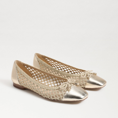 Shop Sam Edelman May Ballet Flat Bleached Natural Weave In Gold