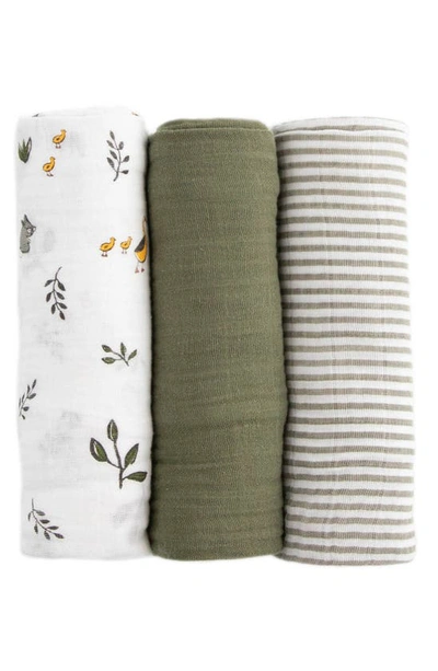 Shop Little Unicorn 3-pack Organic Cotton Muslin Swaddle Blankets In Forest Friends 2