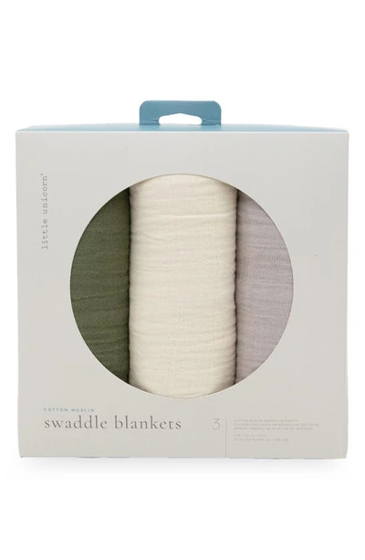 Little Unicorn 3-pack Muslin Swaddle Blanket In Fern 2