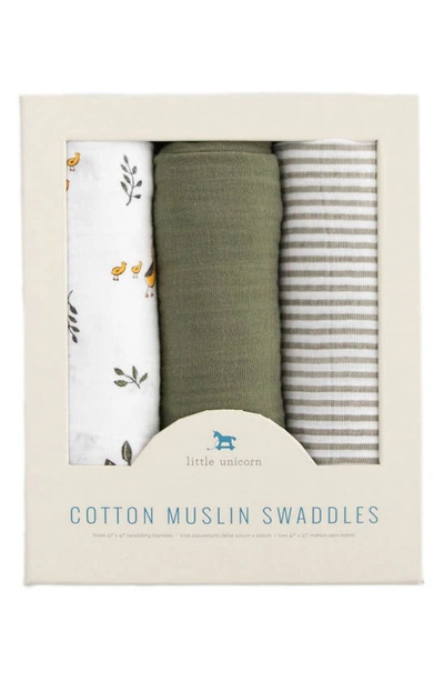 Little Unicorn 3-pack Muslin Swaddle Blanket In Forest Friends 2