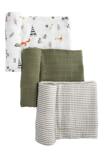 Little Unicorn 3-pack Muslin Swaddle Blanket In Forest Friends 2