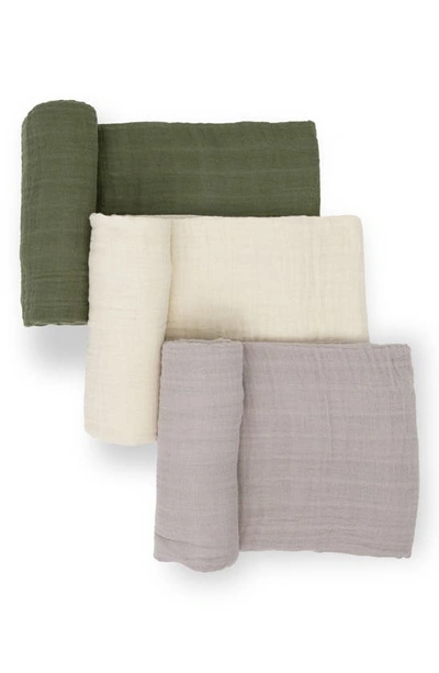 Little Unicorn 3-pack Muslin Swaddle Blanket In Fern 2