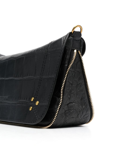 Shop Jérôme Dreyfuss Crocodile-effect Leather Crossbody Bag In Black