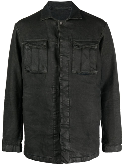 Shop Boris Bidjan Saberi Coated-finish Denim Shirt Jacket In Black