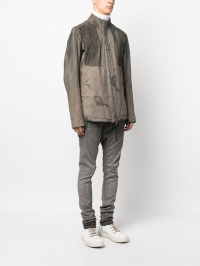 Shop Boris Bidjan Saberi Reversible High-neck Leather Jacket In Grey