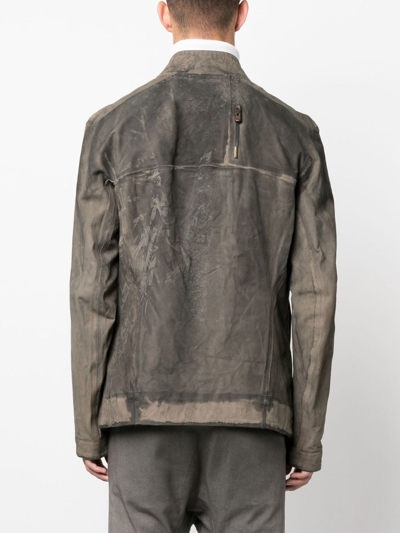 Shop Boris Bidjan Saberi Reversible High-neck Leather Jacket In Grey