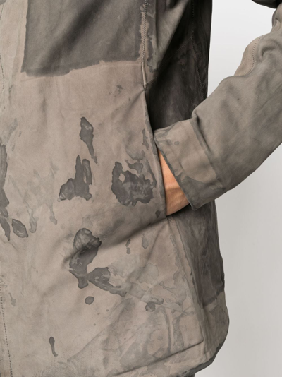 Boris Bidjan Saberi Reversible High-neck Leather Jacket In Grey