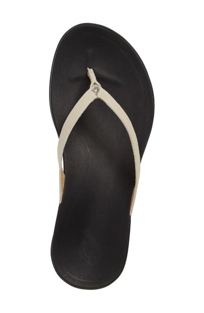 Shop Olukai Ho Opio Leather Flip Flop In Tapa/ Black Leather