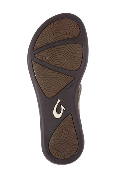 Olukai Ho Opio Leather Flip Flop In Bubbly/ Dark Java Leather
