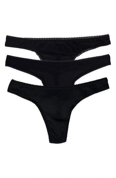 Shop On Gossamer 3-pack Mesh Thongs In Black
