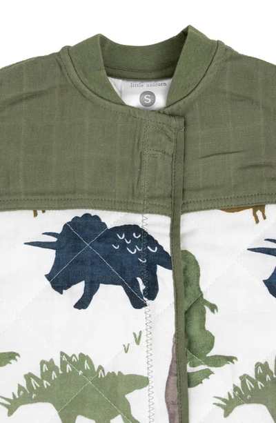 Little Unicorn Quilted Cotton Muslin Wearable Blanket In Dino Friends