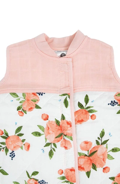 Little Unicorn Quilted Cotton Muslin Wearable Blanket In Watercolor Roses