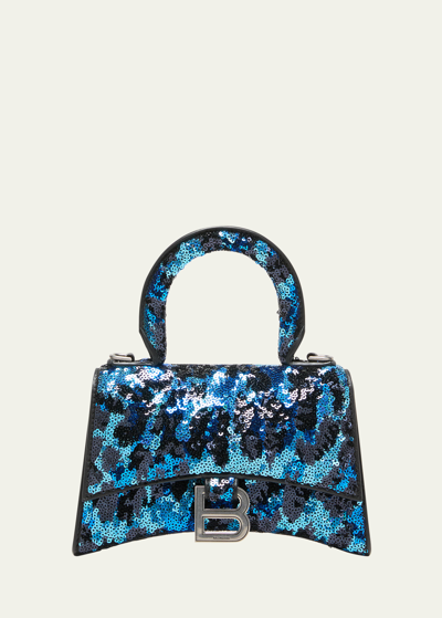 Hourglass XS sequined leather tote