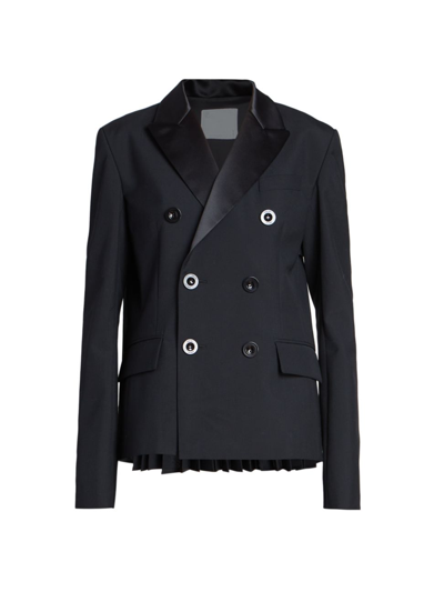 Shop Sacai Women's Mix Media Suit Jacket In Black