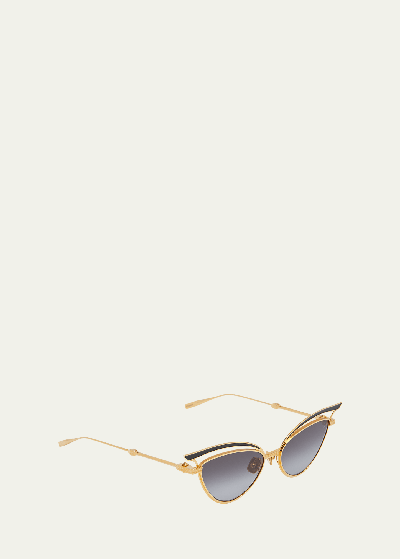 Shop Valentino V Glassliner Titanium Cat-eye Sunglasses In Gld-bdx