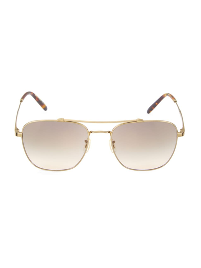 Shop Brunello Cucinelli Women's  X Oliver Peoples 55mm Gradient Aviator Sunglasses In Brushed Gold