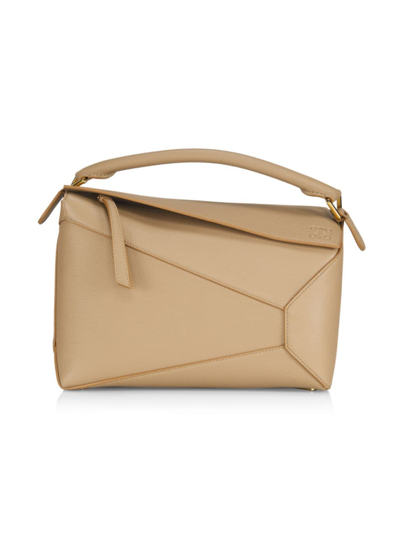 Shop Loewe Women's Puzzle Edge Grained Leather Bag In Sand