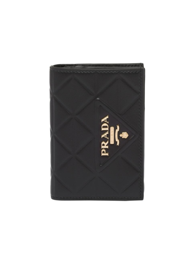 Shop Prada Women's Small Leather Wallet In Black