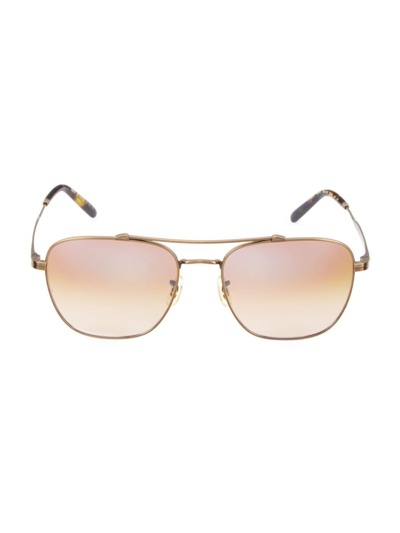 Shop Brunello Cucinelli Women's  X Oliver Peoples 55mm Gradient Aviator Sunglasses In Antique Gold