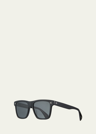 Shop Oliver Peoples Men's Casian Acetate Rectangle Sunglasses In Black