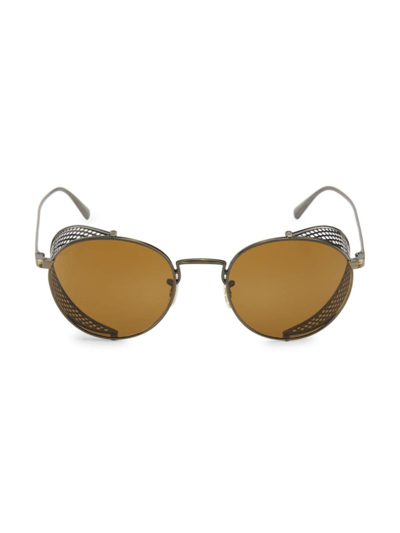 Shop Brunello Cucinelli Women's  X Oliver Peoples Side Shield Round Sunglasses In Antique Gold