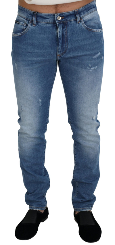 Shop Dolce & Gabbana Blue Slim Fit Wash Stretch Cotton Denim Men's Jeans