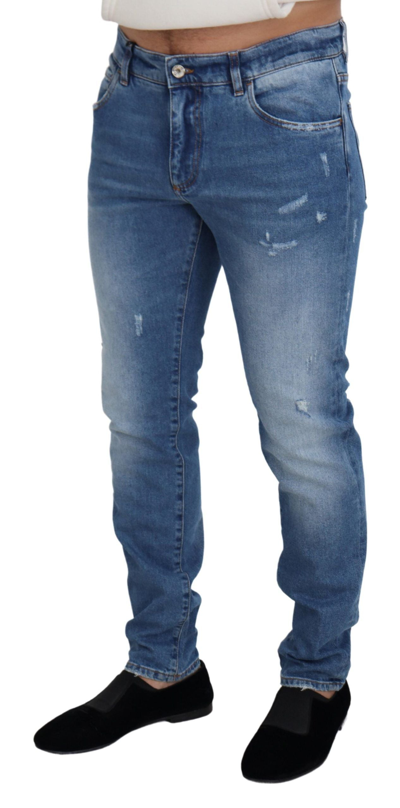 Shop Dolce & Gabbana Blue Slim Fit Wash Stretch Cotton Denim Men's Jeans