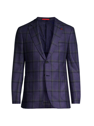 Shop Isaia Men's Capri Plaid Wool Two-button Sport Coat In Purple