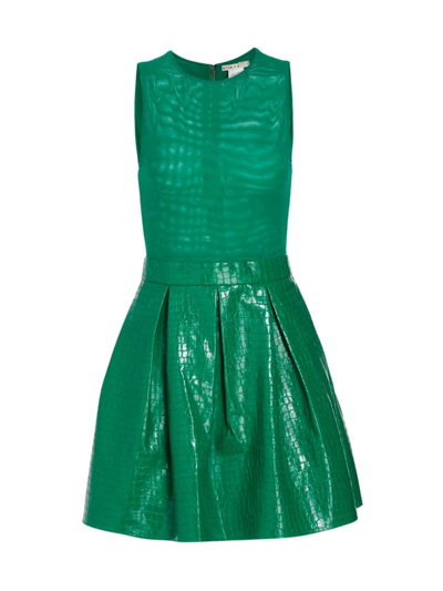 Shop Alice And Olivia Women's Chara Croc-embossed Minidress In Emerald