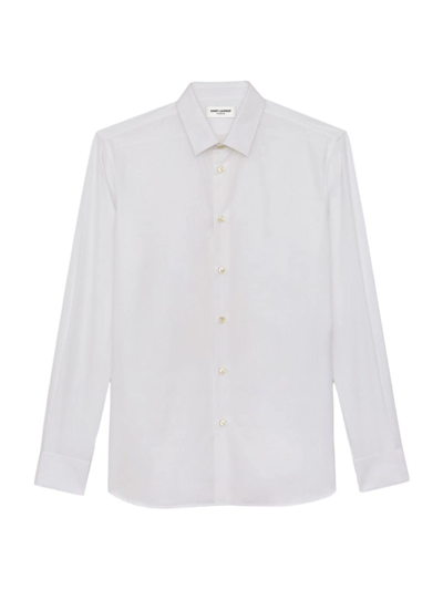 Shop Saint Laurent Men's Shirt In Cotton Poplin In White