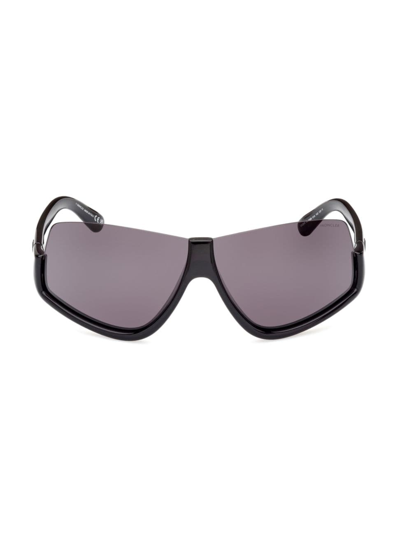 Shop Moncler Women's Vyzer Shield Sunglasses In Black